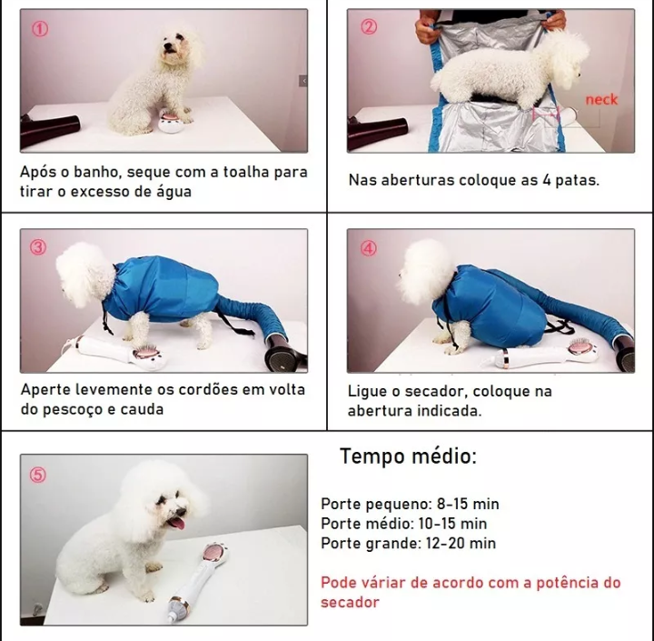 Saco de secagem para animais de estimação sopro de cabelo - Petz Express